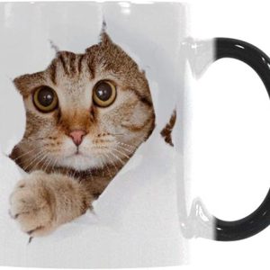 Heat Changing Funny Cat Ceramic Coffee Mug for Women Kids 1