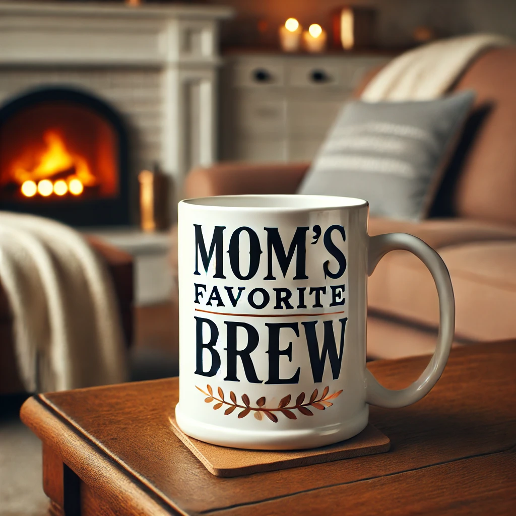 Mom's Cozy Corner Sipping from Her Favorite Brew Mug by the Fire - 02