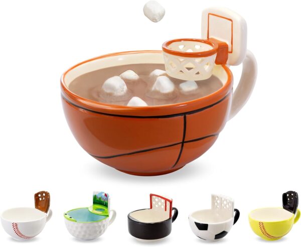 Novelty Coffee Mug Fun Basketball Hoop Design