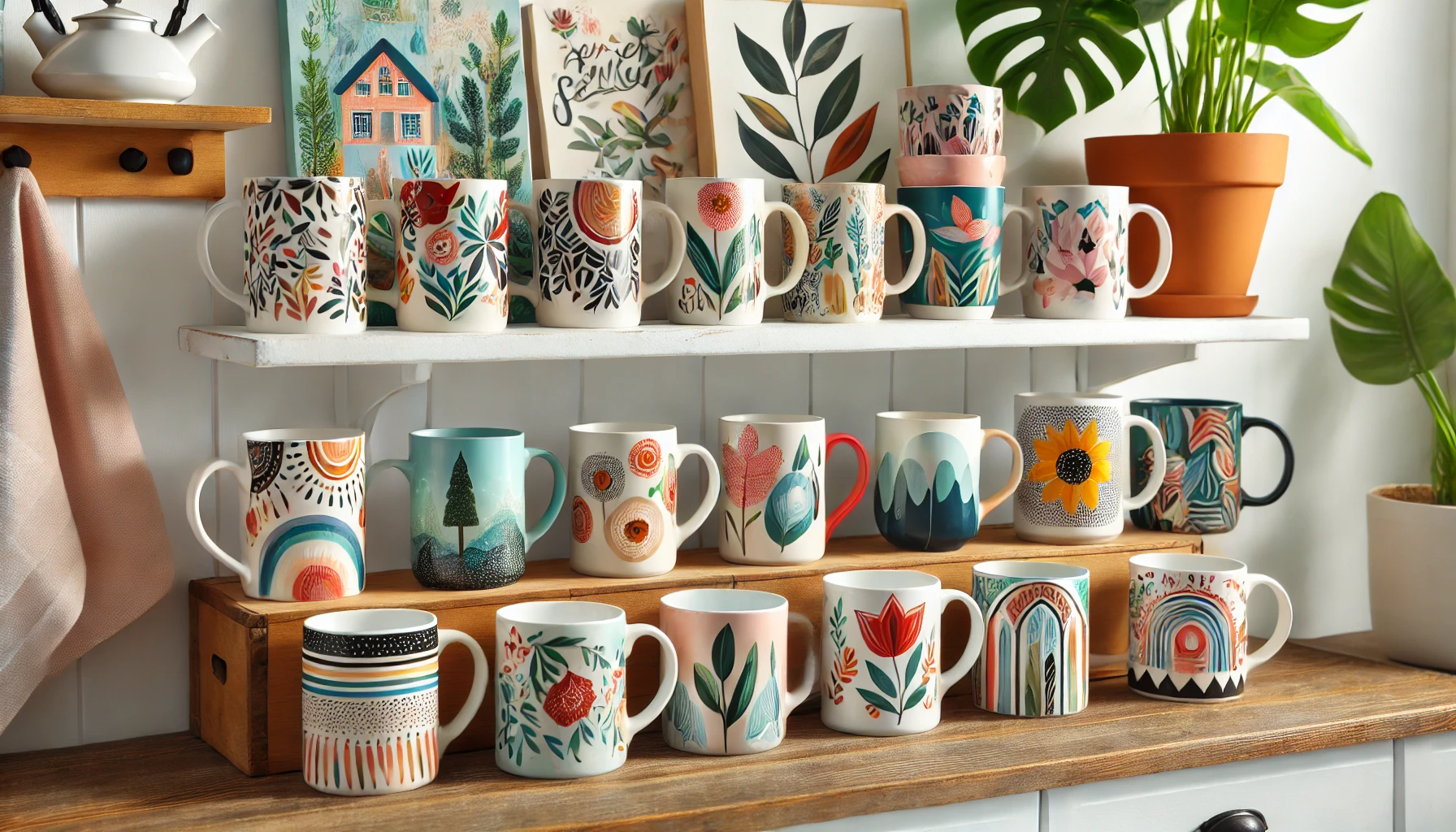 Unique and vibrant coffee mug painting projects